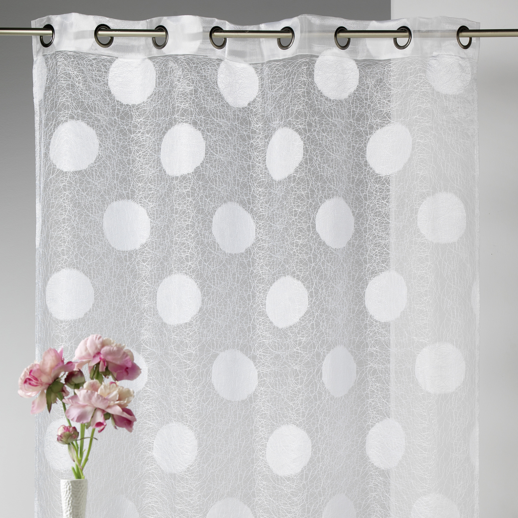 Voilage en Organza Jacquard brodé motif gros rond — vue 3