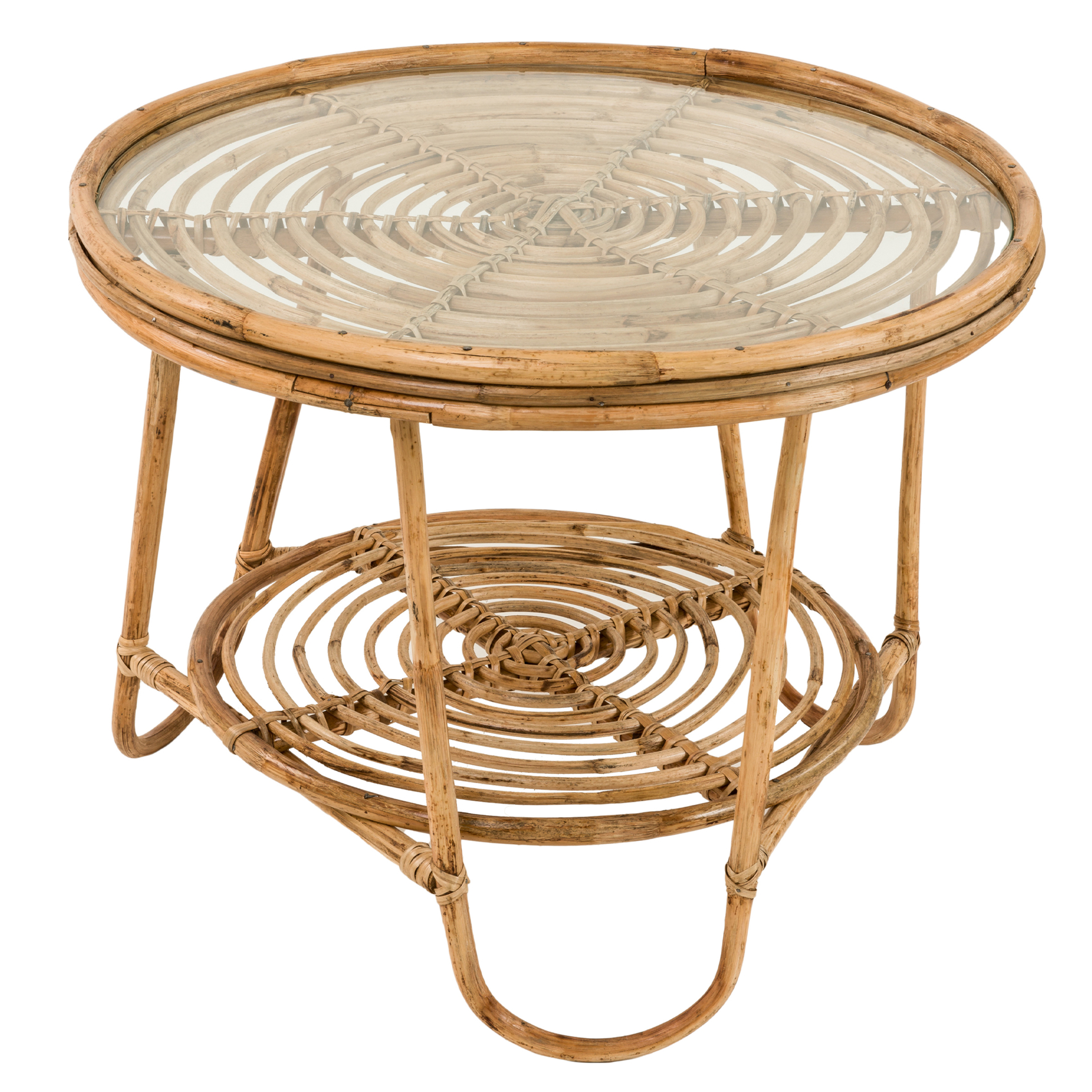 Table basse de jardin ronde en rotin tressé