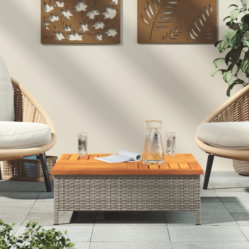 Table basse de jardin en bois et résine tressée — vue 6