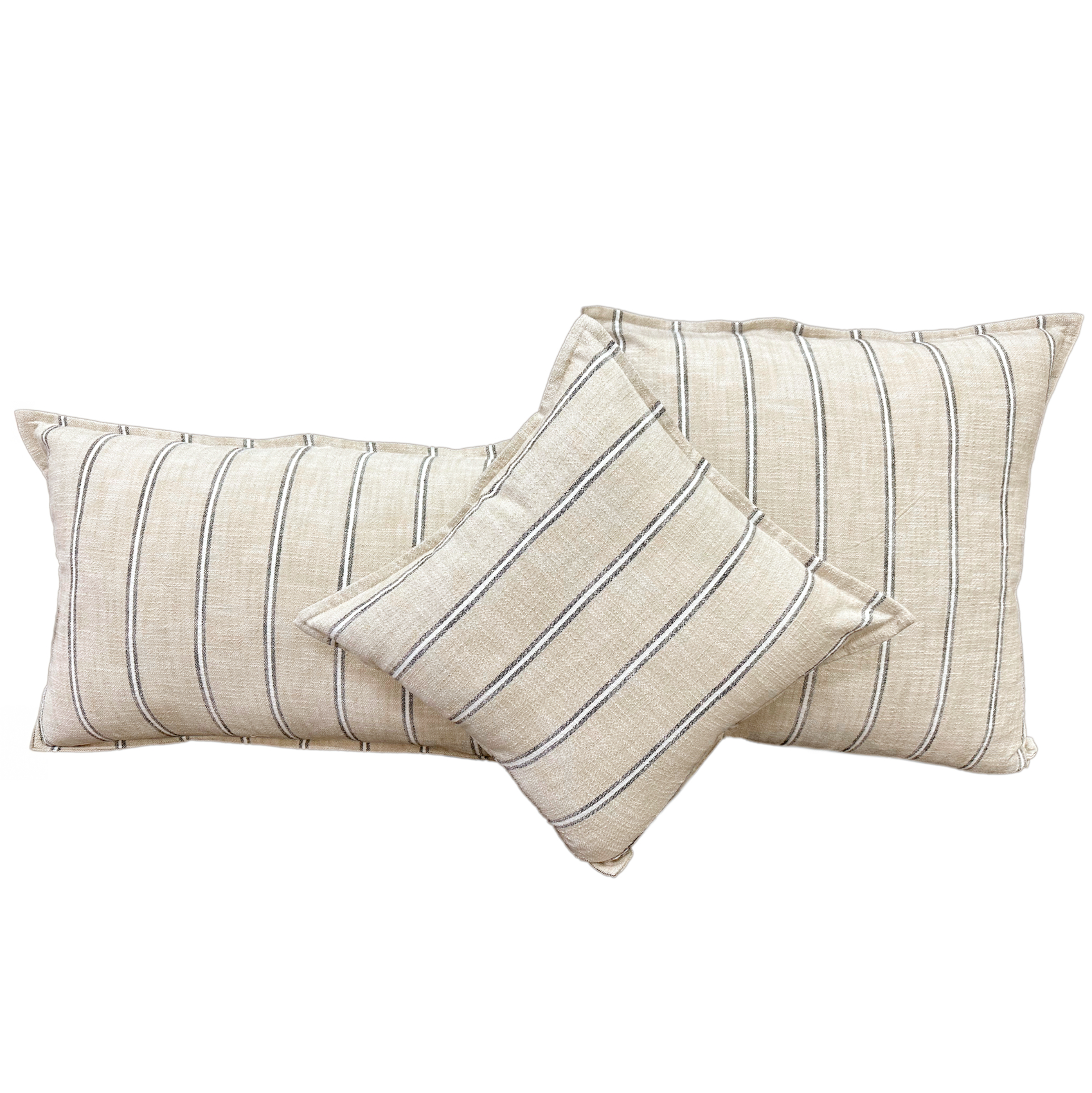 Housse de coussin 100% coton rayures rustiques LOURMARIN — vue 3