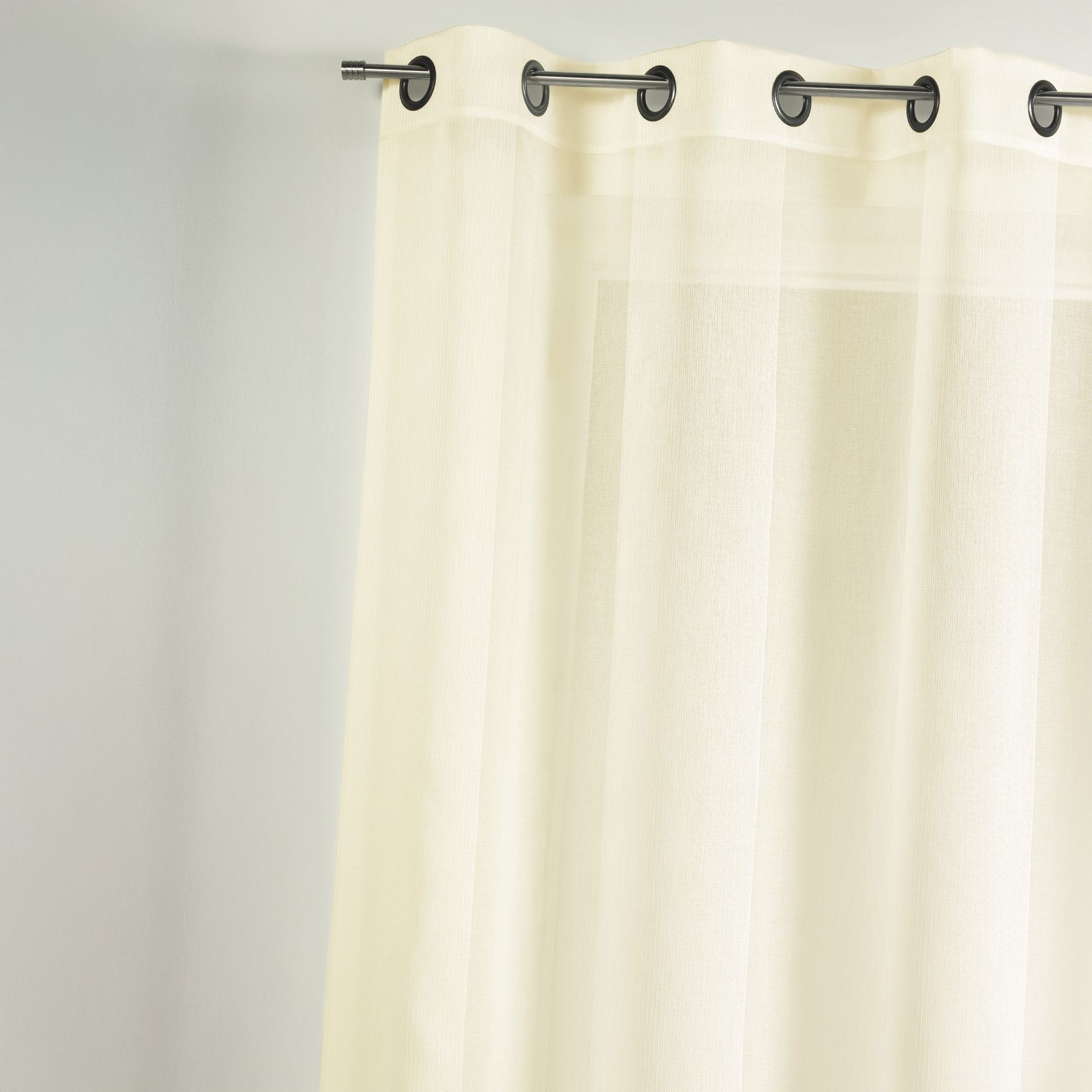 Voilage en étamine uni avec rayures ton sur ton — vue 5