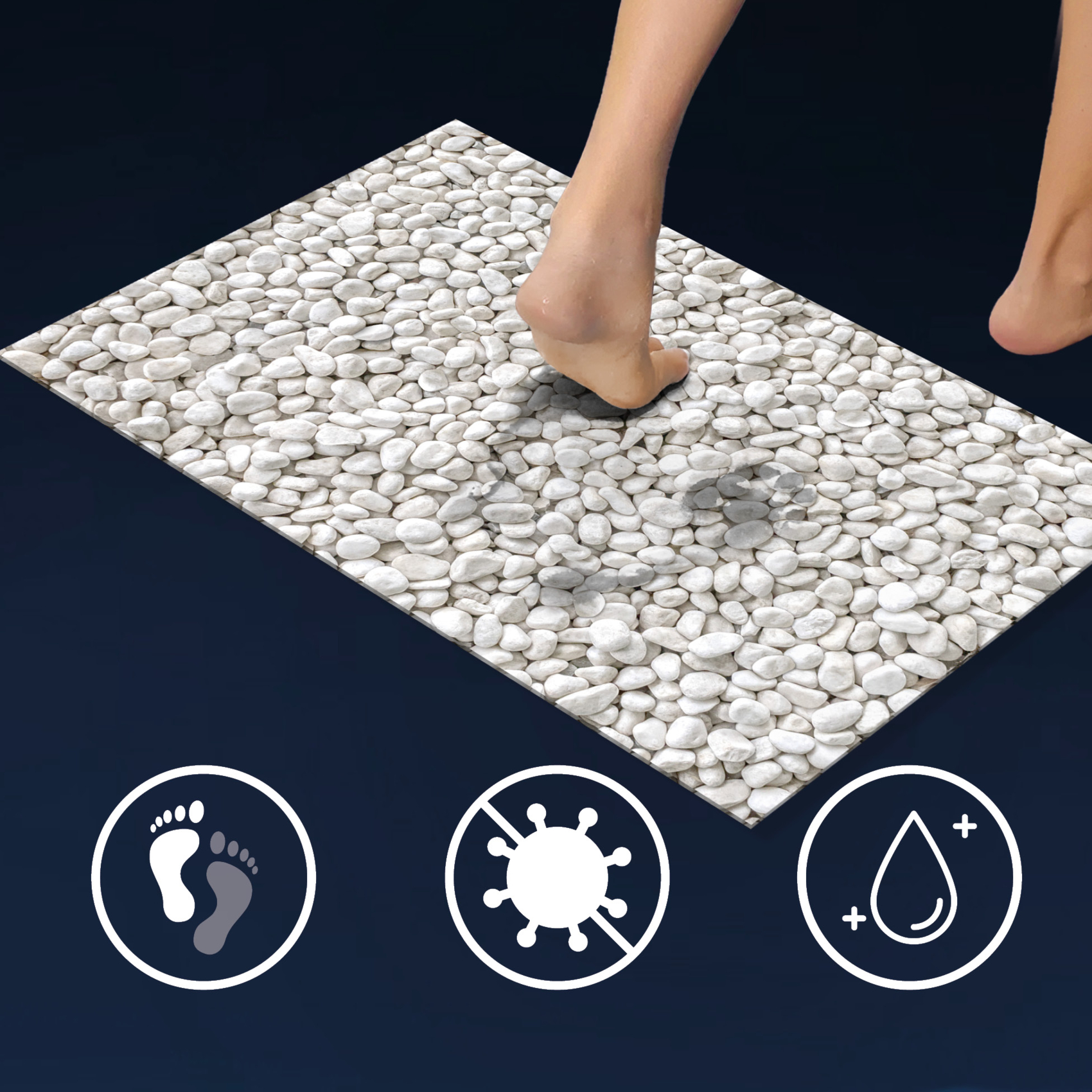 Tapis de bain ultra-absorbant imprimé galet antidérapant — vue 5