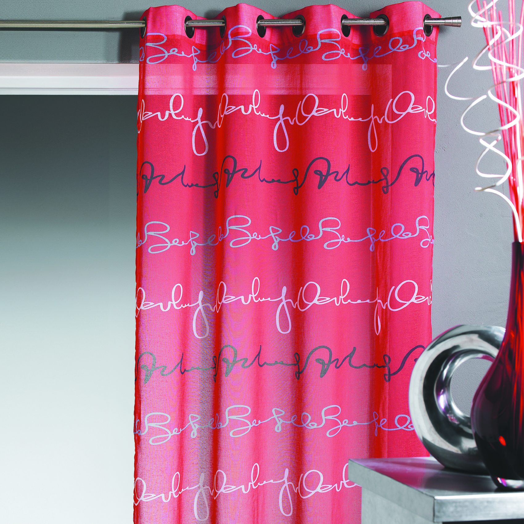 Voilage en étamine imprimée 'jeux d'écritures'