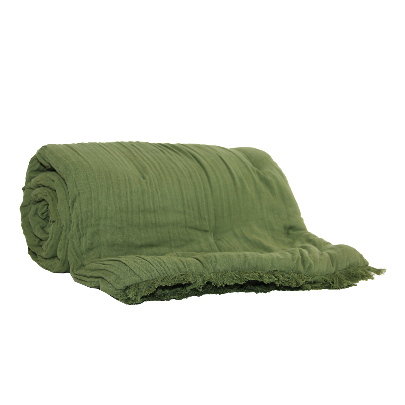 Plaid à franges en gaze de coton