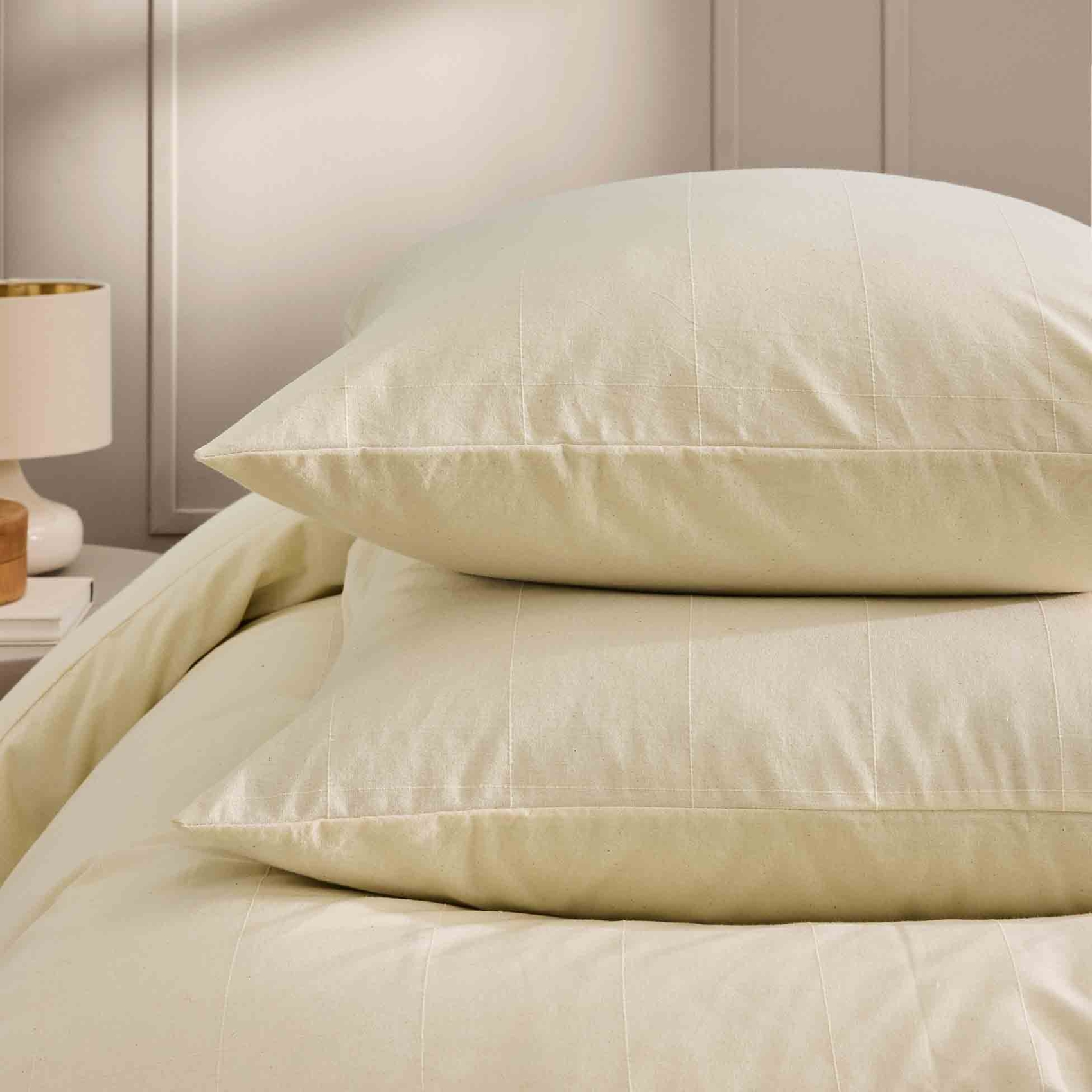 Parure de lit en coton lavé motif carreaux jacquard — vue 5