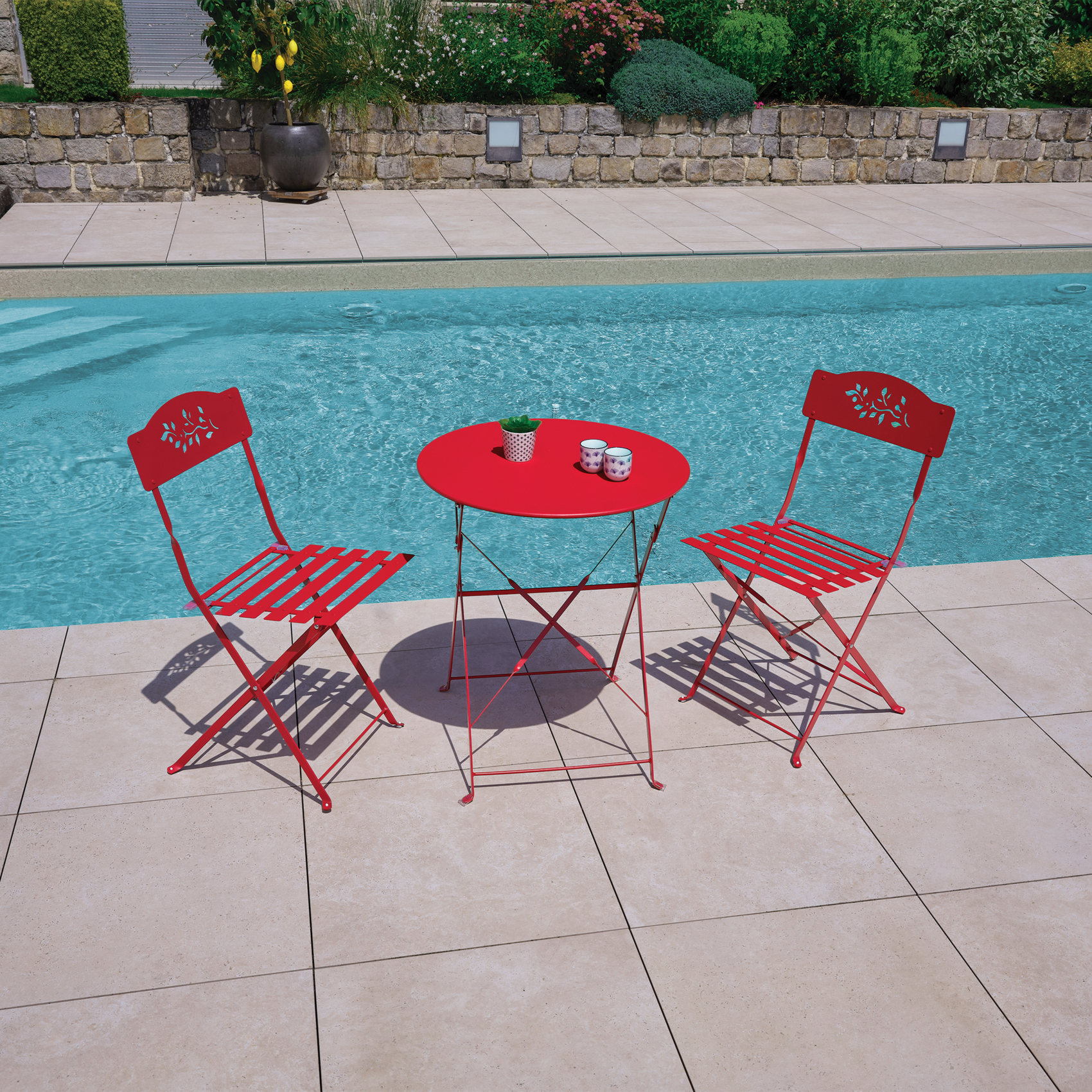 Table de jardin pliante en acier ronde — vue 6