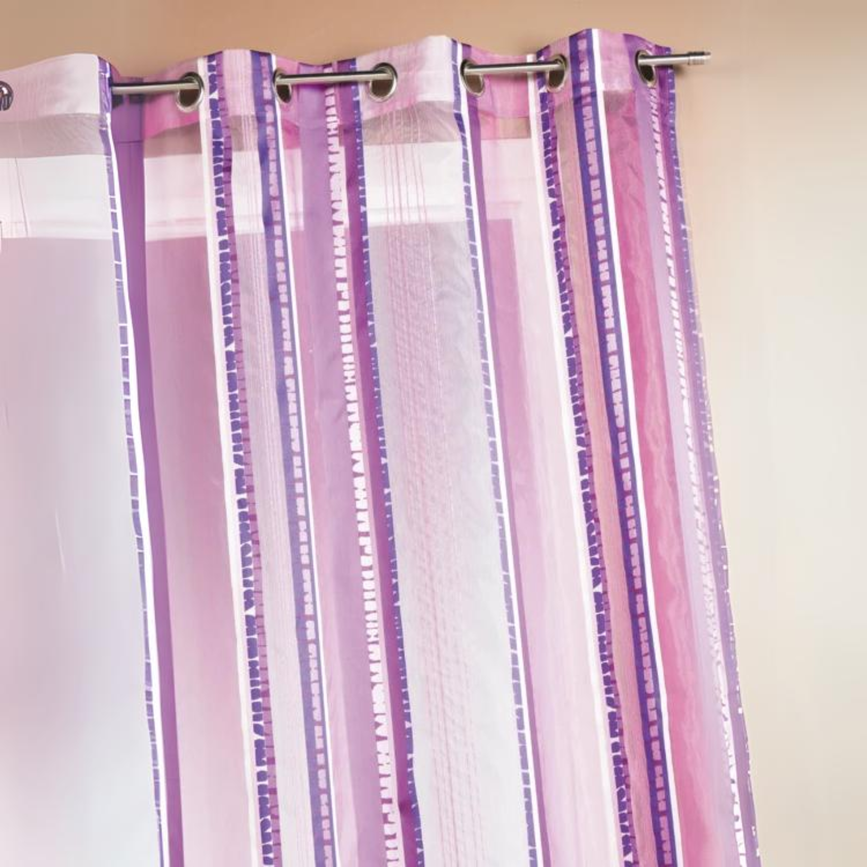 Voilage en organza jacquard à rayures verticales colorées — vue 4