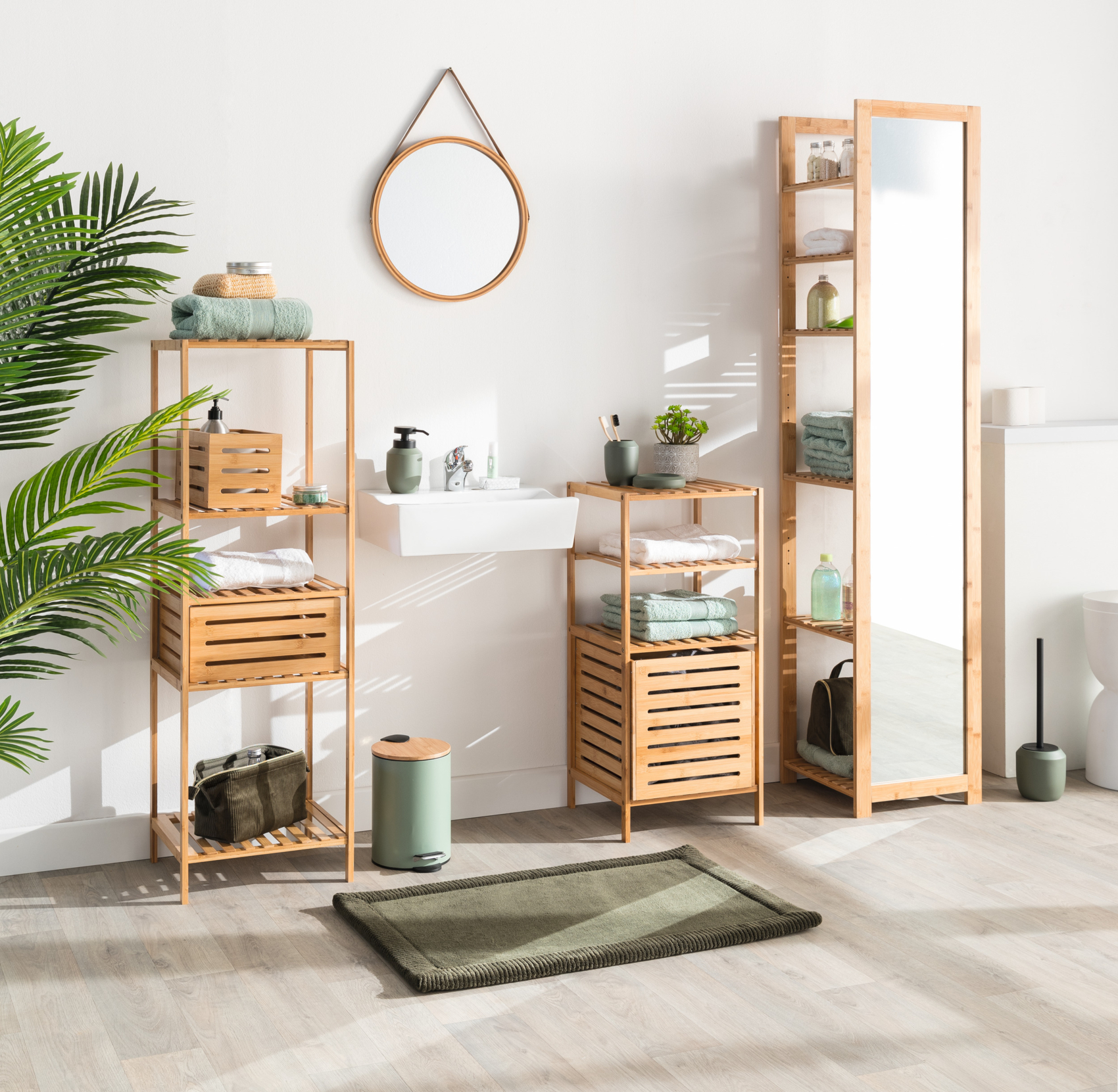 Panier de rangement en bambou naturel — vue 3