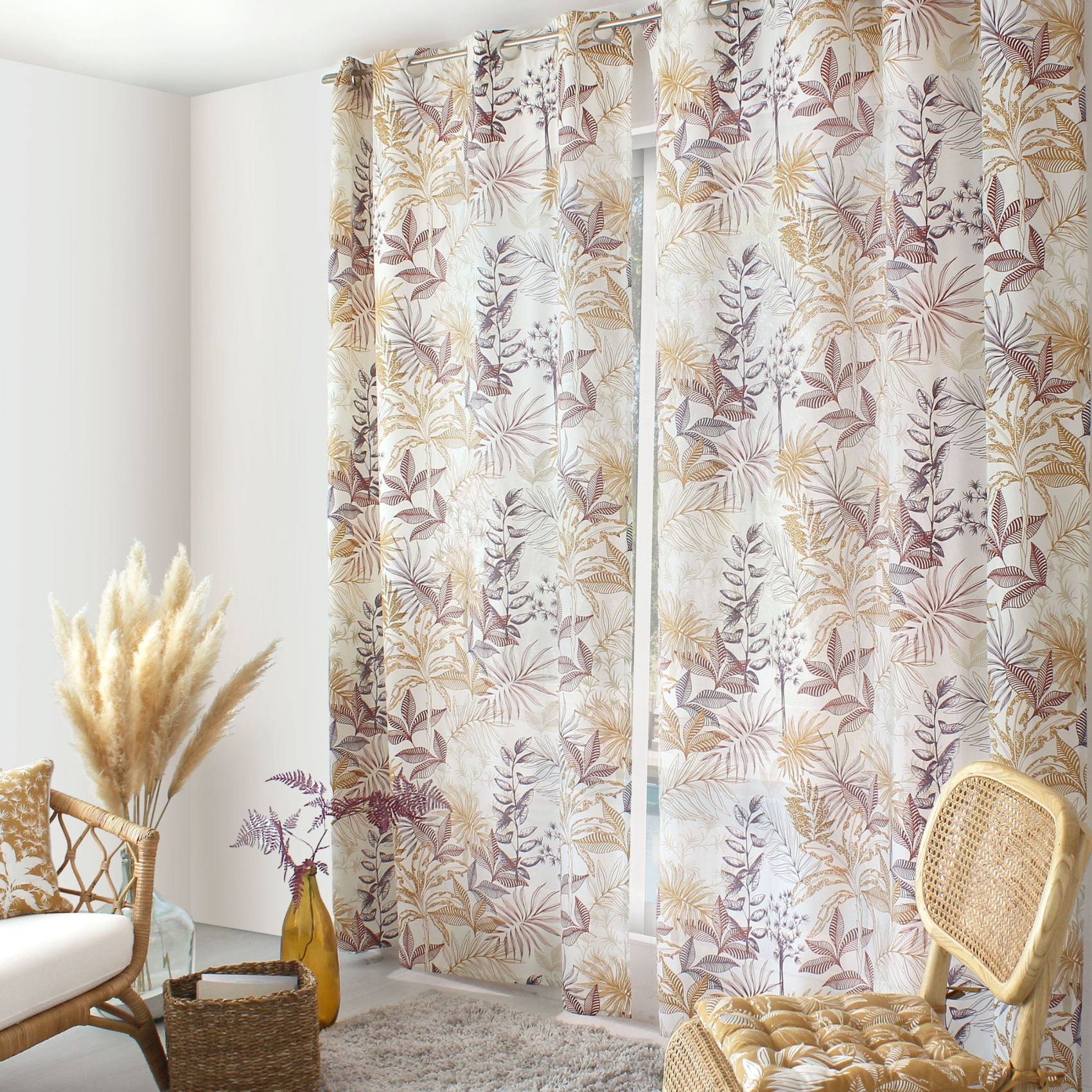 Rideau tamisant imprimé végétal multicolore — vue 3