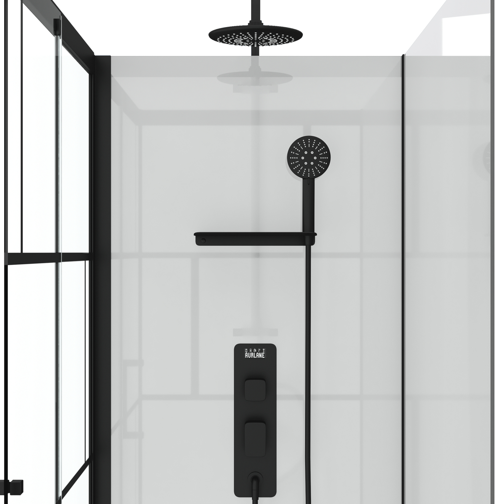 Cabine de douche rectangulaire portes coulissantes graphique — vue 3
