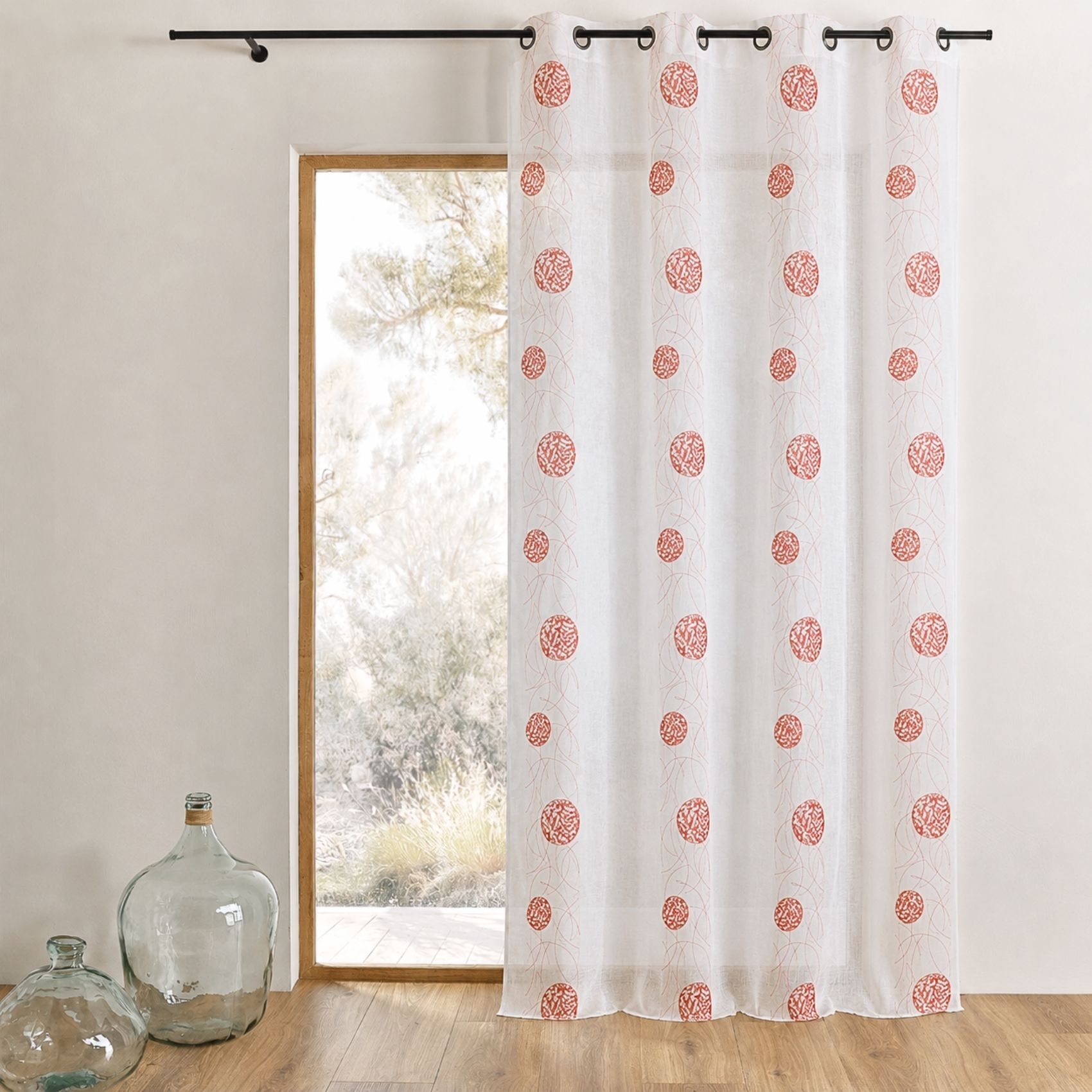 Voilage brodé en organza à motifs ronds