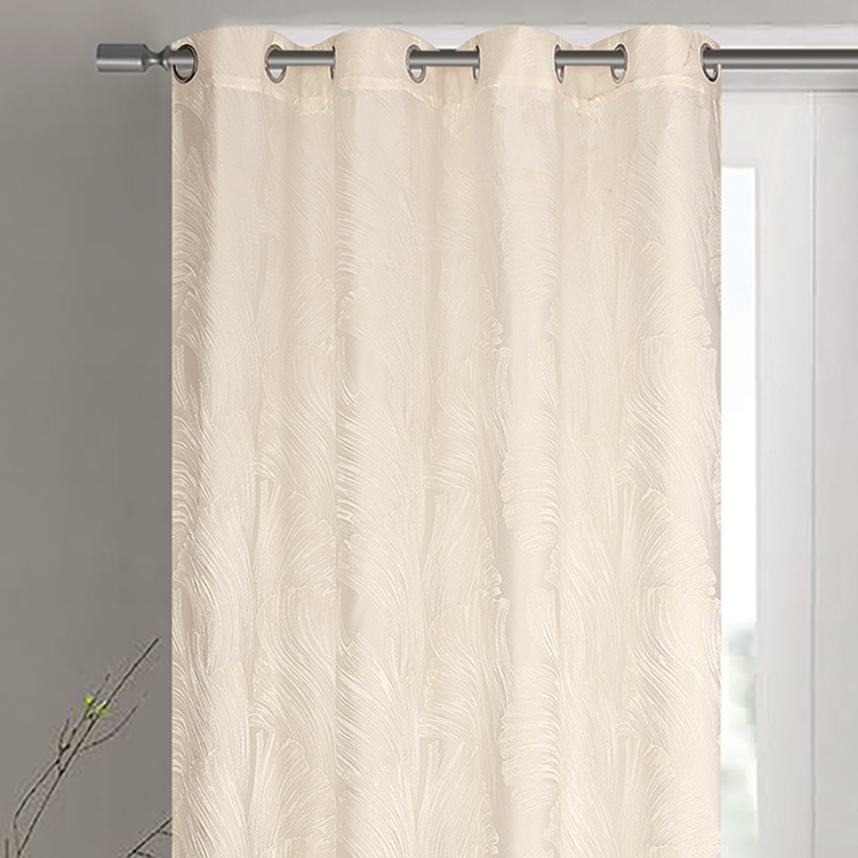 Paire de rideaux jacquard tissé abstrait avec relief — vue 3