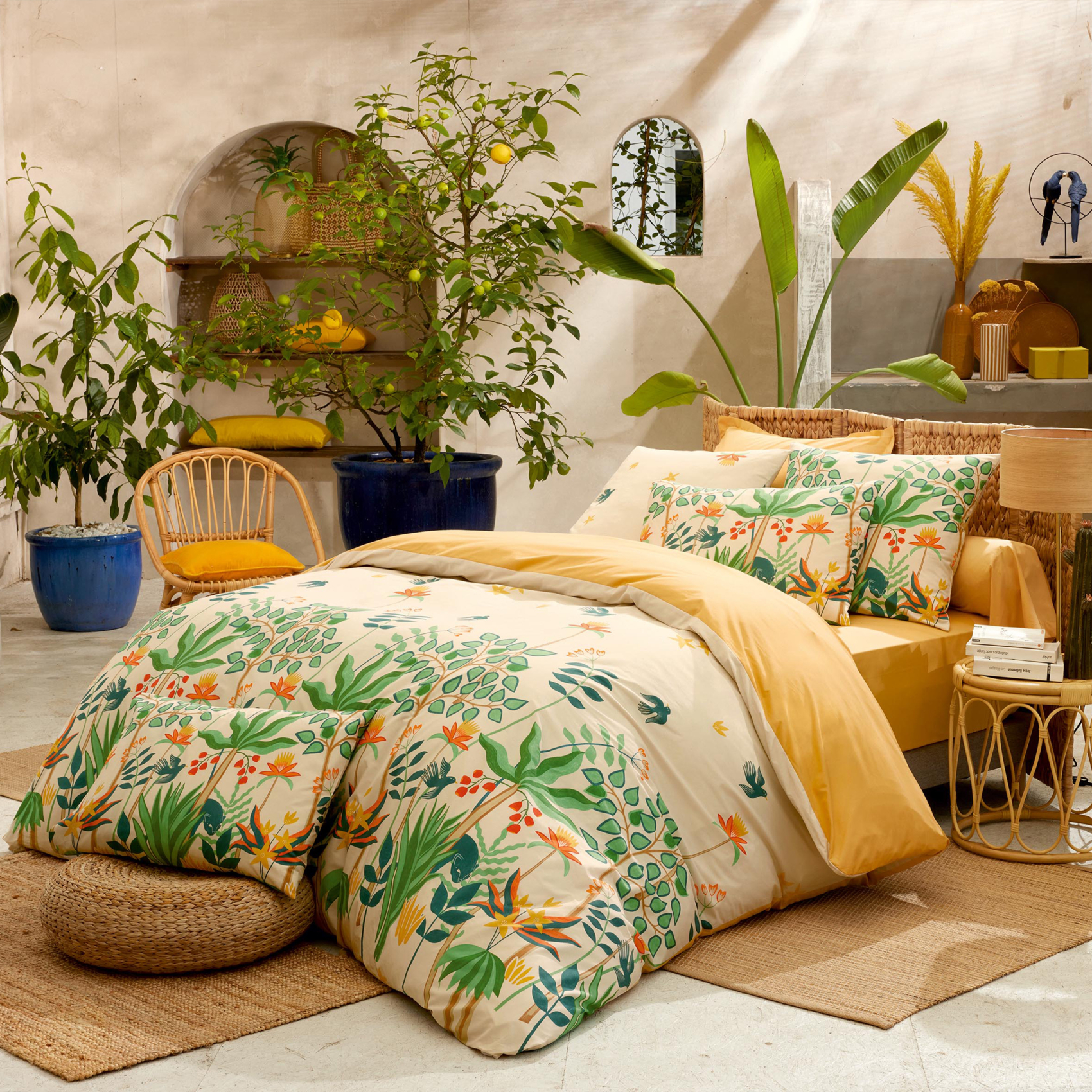 Housse de couette percale de coton 80 fils tropical