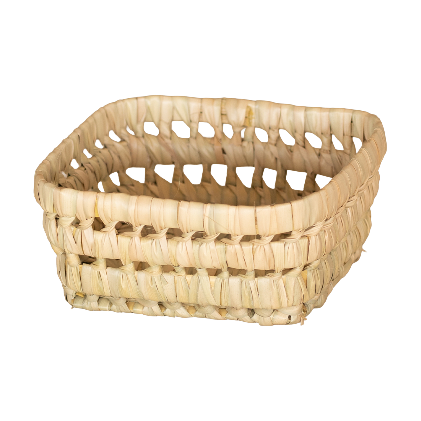 Panier rectangle en feuille de palmier