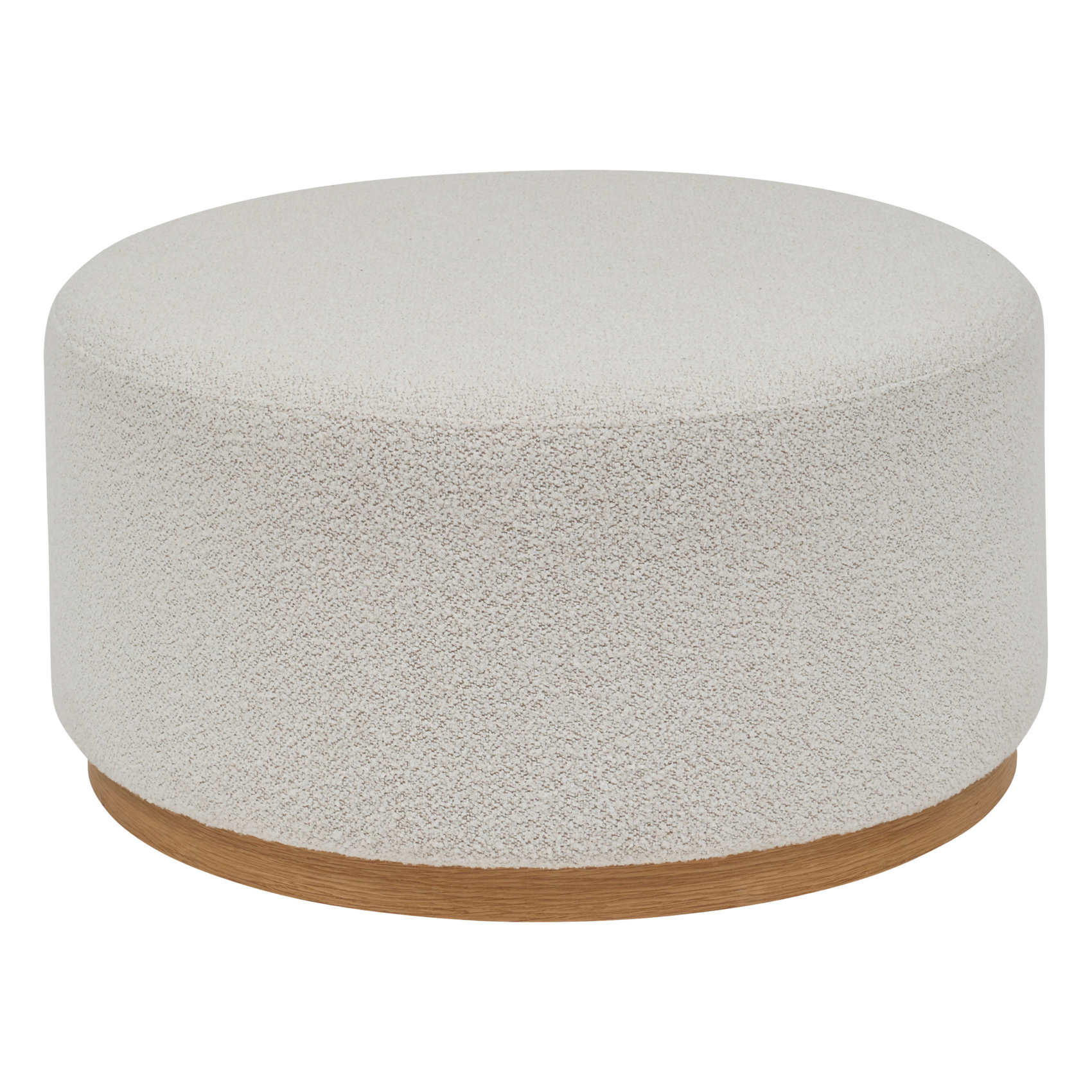 Pouf XL rond en tissu bouclette avec base bois