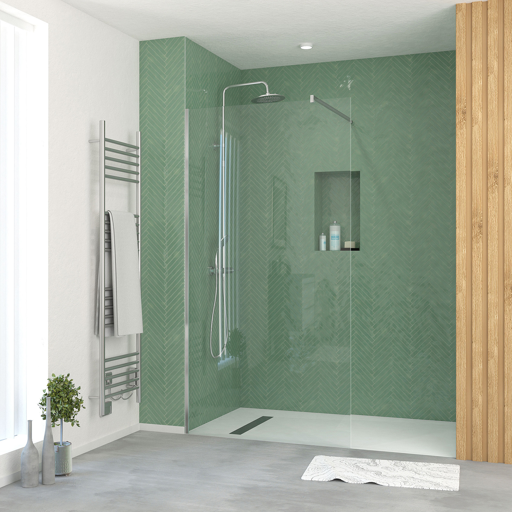 Paroi de douche minimaliste en verre trempé — vue 6
