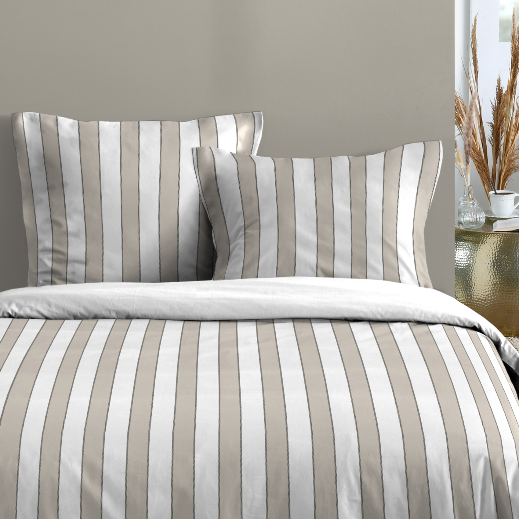 Parure de lit 3 pièces en coton imprimé rayures housse + taies — vue 4