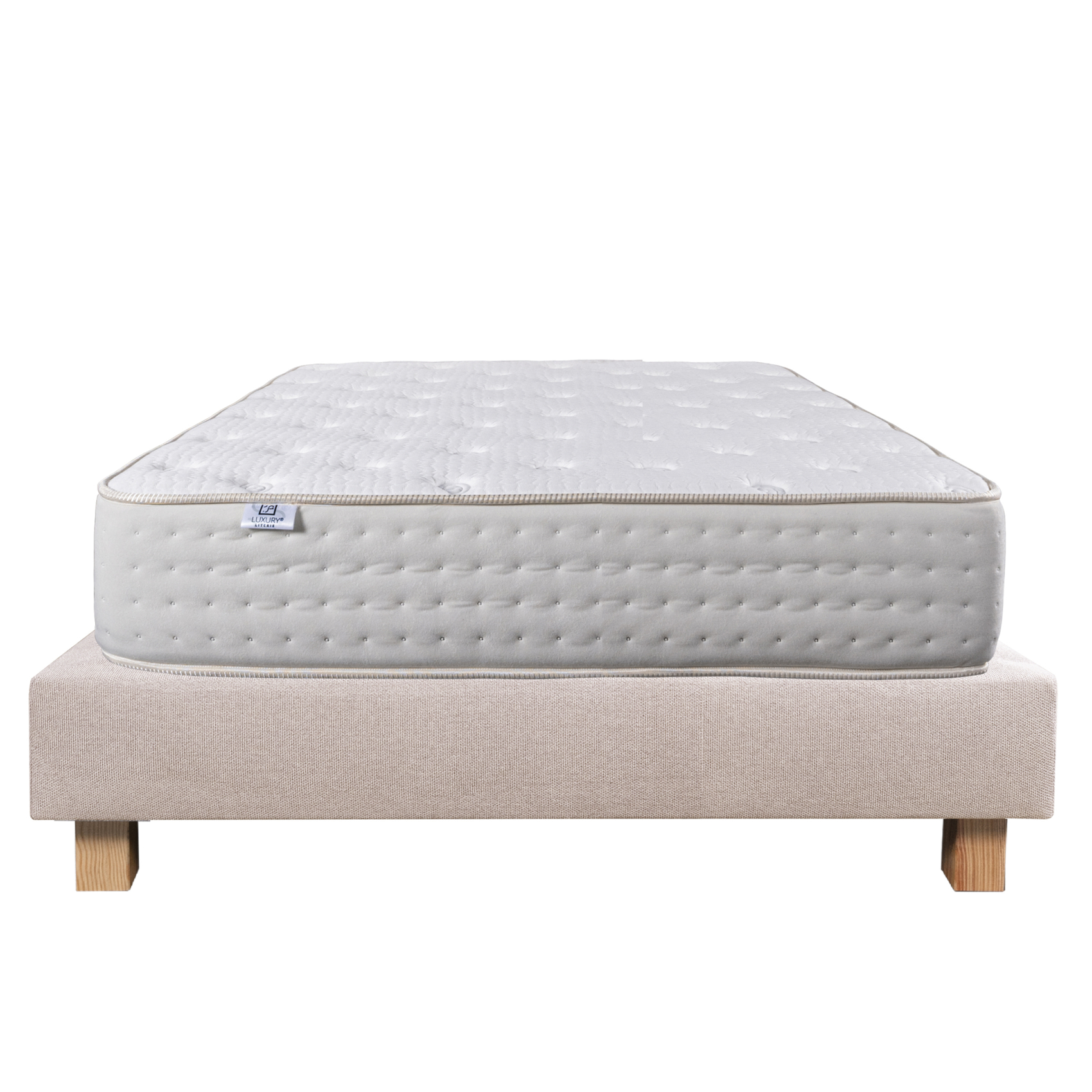 Ensemble matelas mousse 26 cm et sommier beige