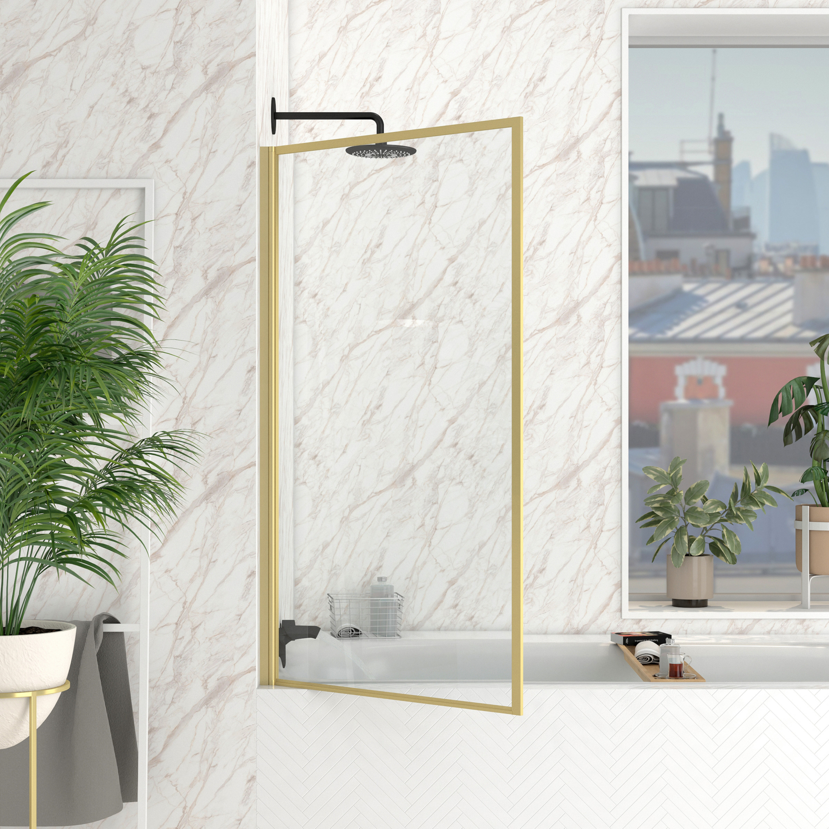 Pare-baignoire rabattable en verre trempé encadrement aluminium — vue 5