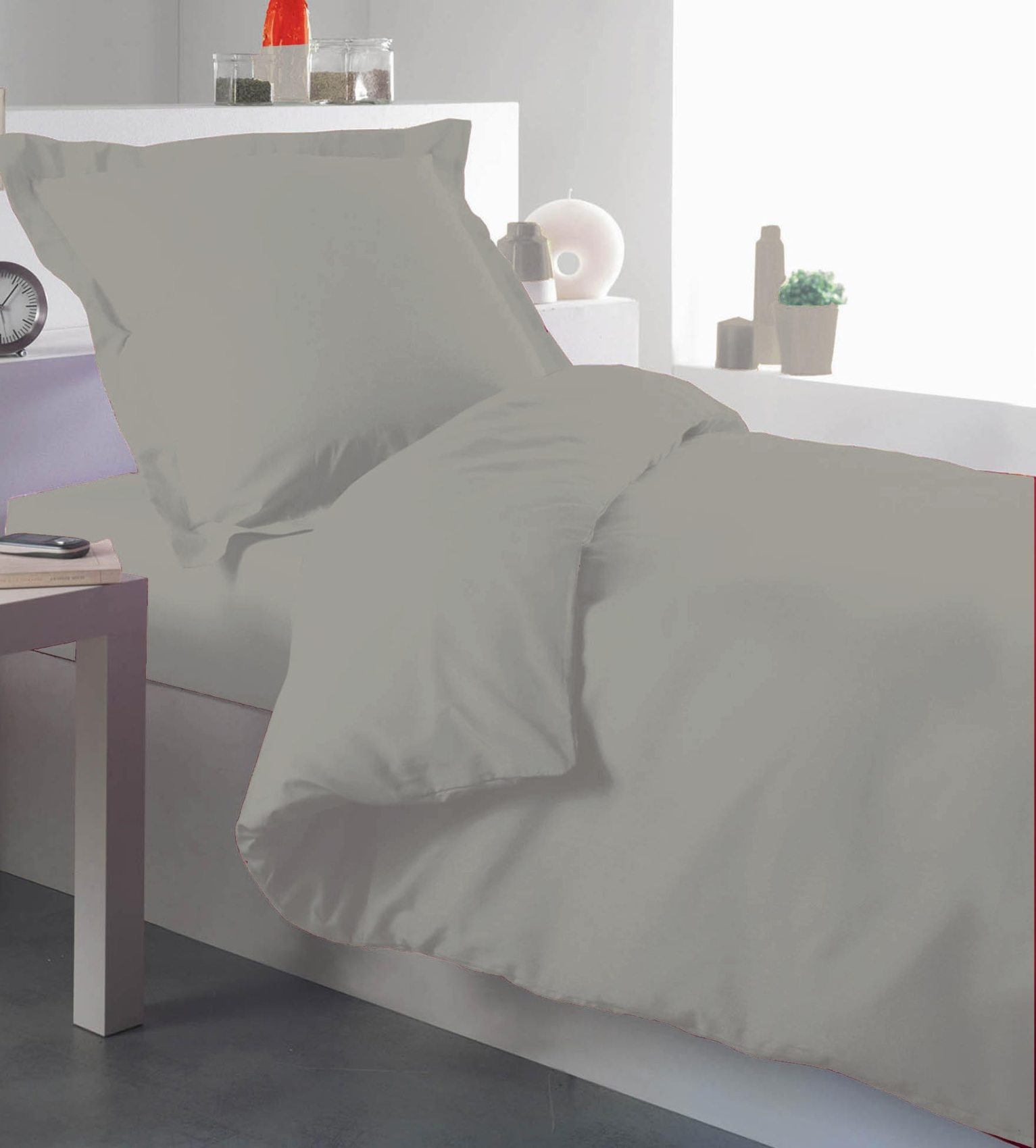 Housse de couette percale 140 x 200 cm unie — vue 4