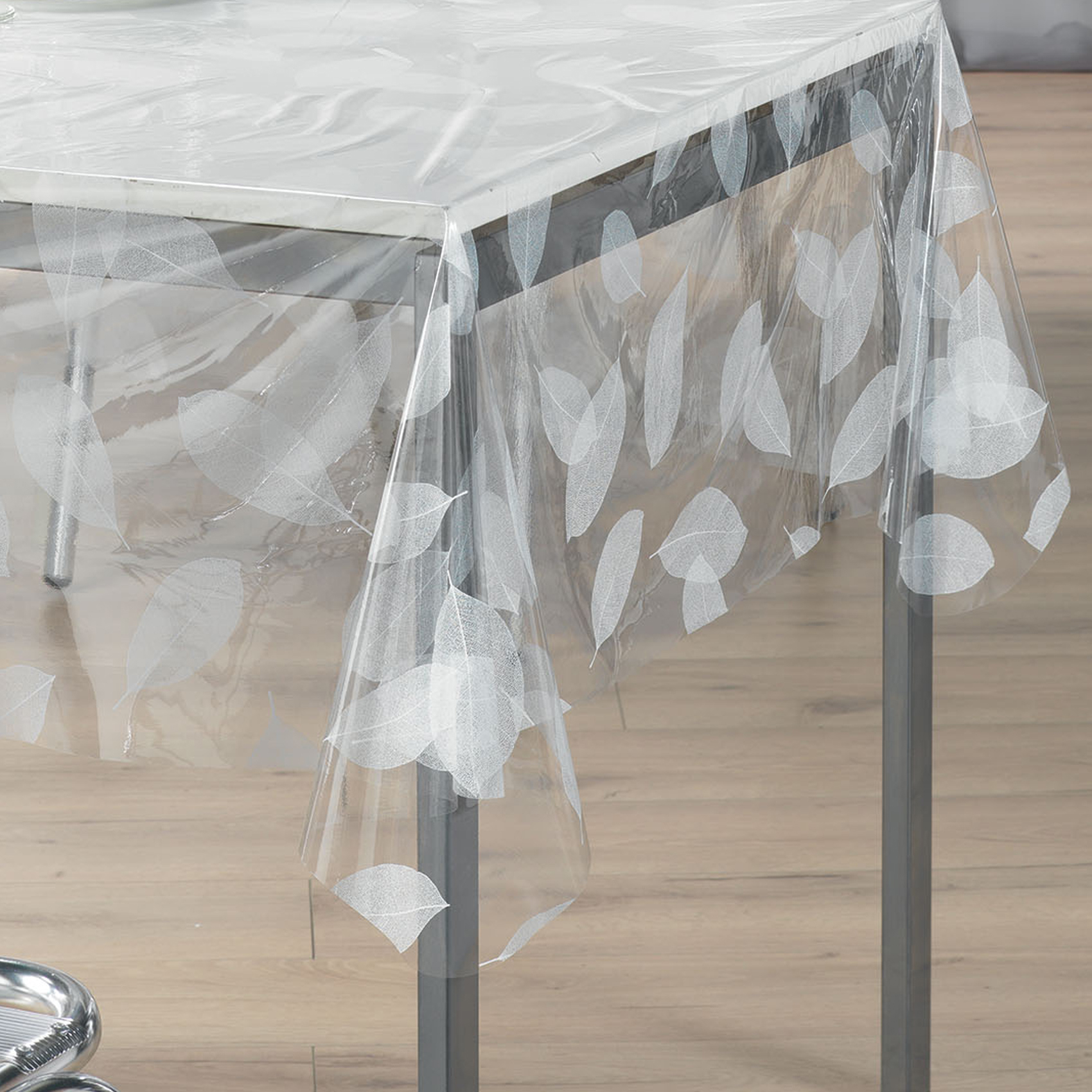 Nappe rectangle transparente print feuillages — vue 3