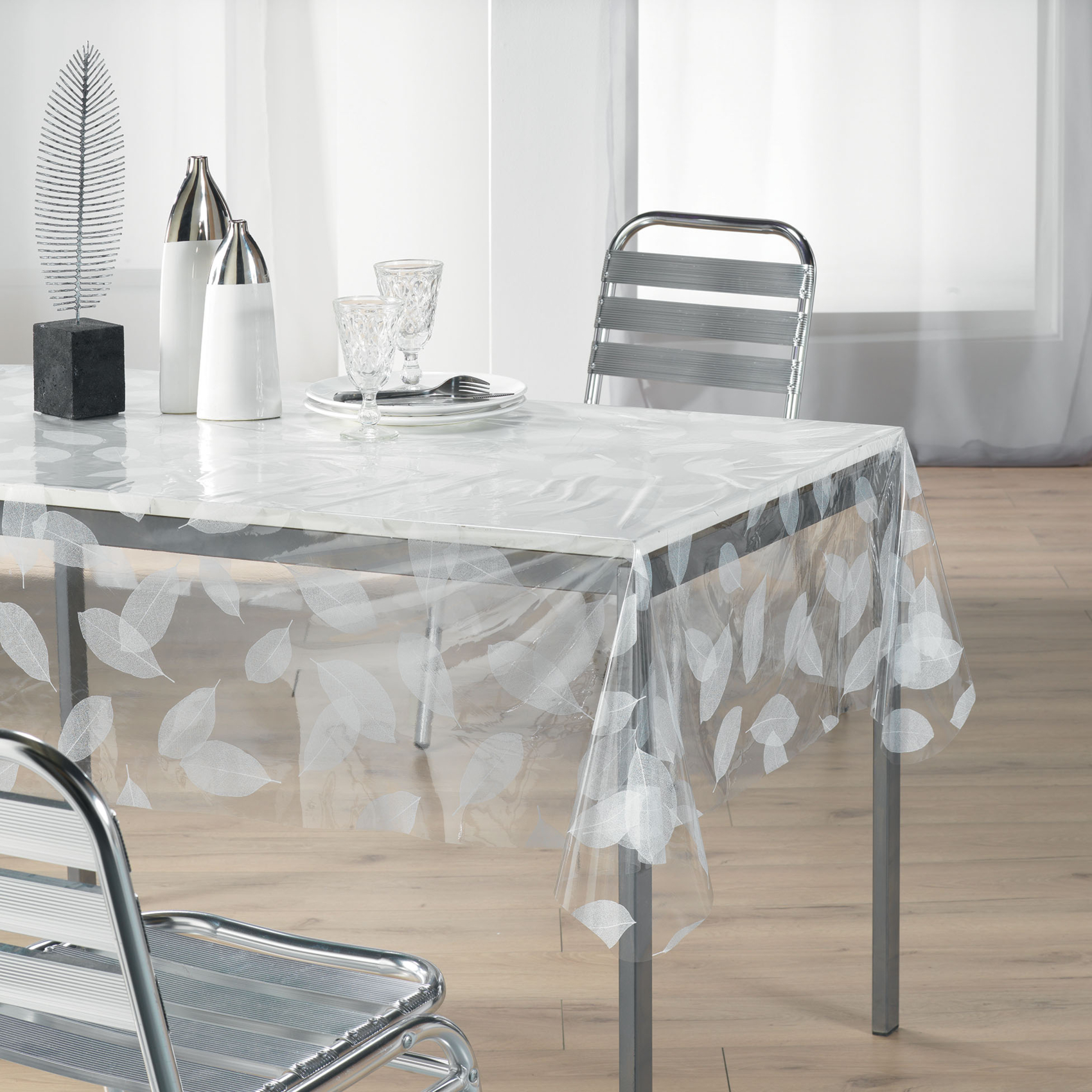 Nappe rectangle transparente print feuillages
