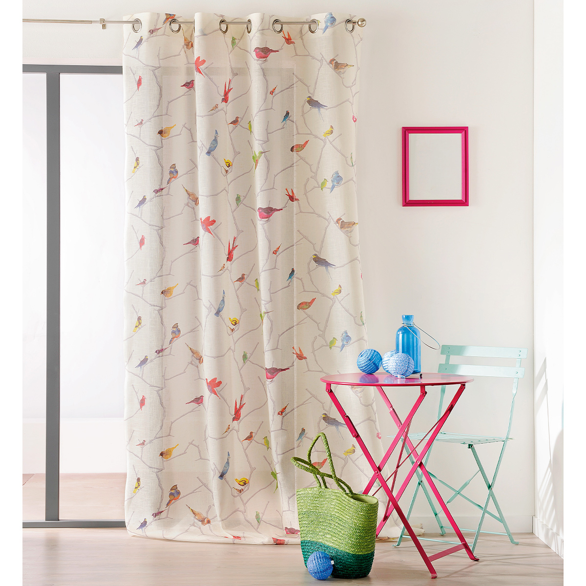 Rideau occultant bucolique imprimé colibri