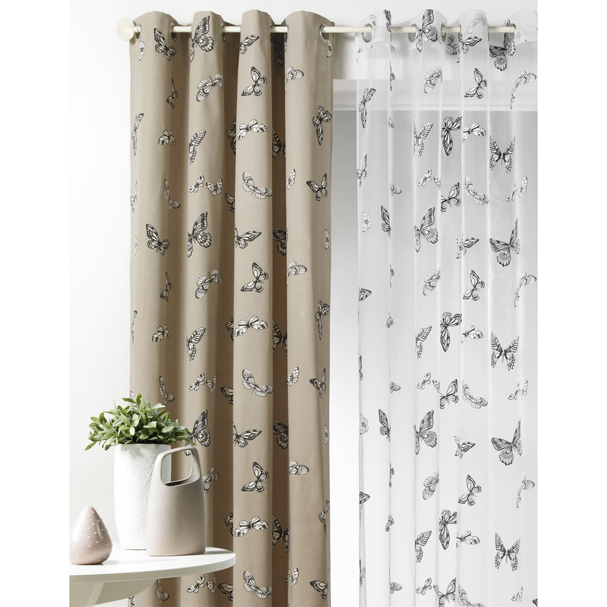 Rideau d'ameublement imprimés papillons