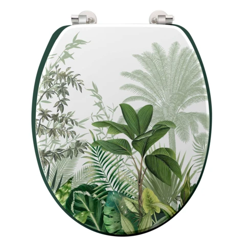 Abattant WC  imprimé tropical avec charnières métal 37 x 47 cm VERT