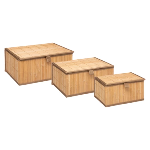Set de 3 boîtes rectangulaires en bambou