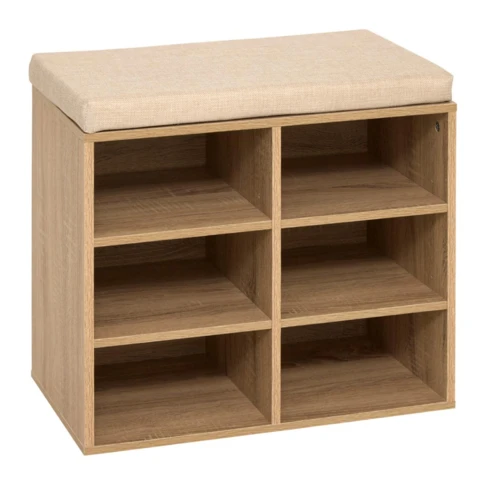 Banc range-chaussures avec assise et étagères modulables 0 cm Naturel