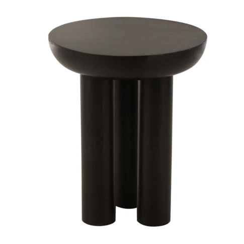 Table basse ronde trio bois de manguier 50 x 50 x 60 cm Noir Mat