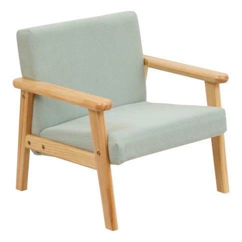 Fauteuil enfant en velours côtelé avec structure en bois 0 cm Céladon