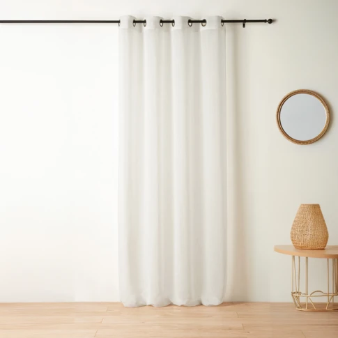 Voilage à oeillets tamisant à fil flammé 140 x 280 cm Blanc