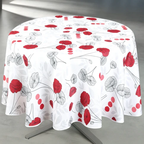 Nappe anti-tâche ronde motif coquelicots