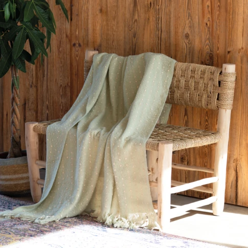 Plaid / Chemin de lit aspect mohair doux 130 x 180 cm VERT