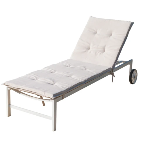 Matelas bain de soleil capitonné toile olefine outdoor 60 x 190 cm Naturel