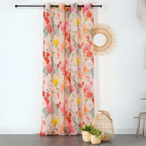 Leicht lichtdurchlässiger Vorhang mit Mohnblumendesign