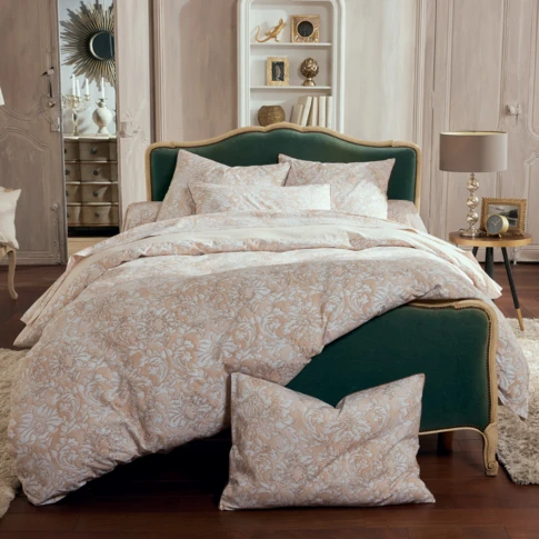 Parure de lit en percale de coton motif ornemental classique 140 x 200 cm Beige