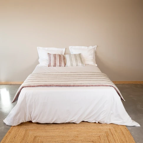 Trapunta reversibile in cotone fiammato a righe spesse