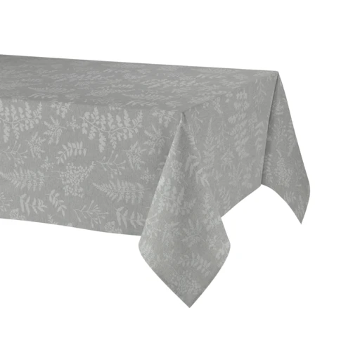 Nappe rectangulaire en polycoton jacquard enduit anti-tache 150 x 200 cm Gris Galet