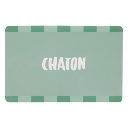Set de table rectangulaire avec inscription Chaton 45 x 30 cm Vert d'eau