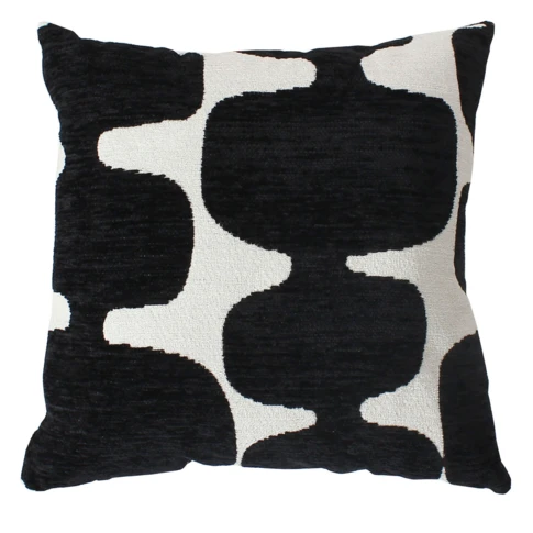 Coussin décoratif déhoussable jacquard motif moderne 40 x 40 cm Noir