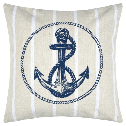 Coussin coton motif ancre 50 x 50 cm Bleu Marine