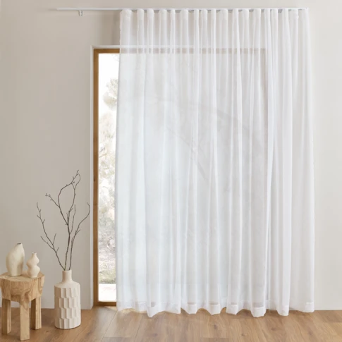 Kit rail ajustable avec voilage tamisant à plis wave 150 x 240 cm BLANC