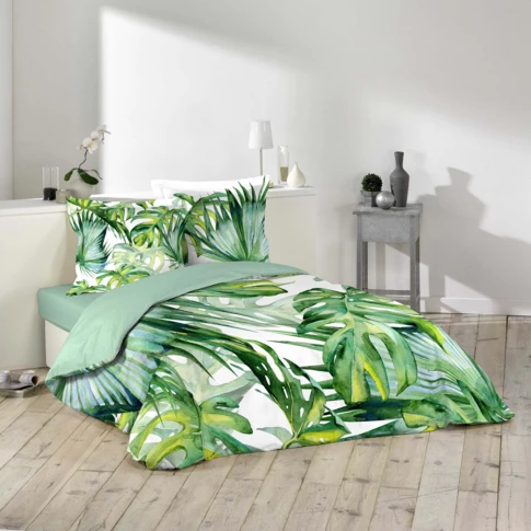Bettwäsche-Set 240x220 cm aus bedruckter Baumwolle mit tropischem Motiv