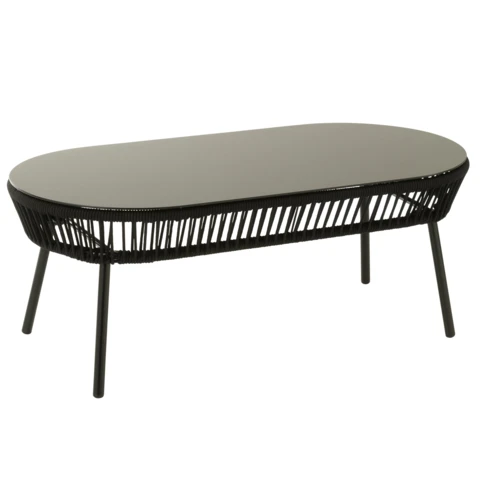 Table basse d’extérieur en fer 58 x 116 x 43 cm Noir Brillant
