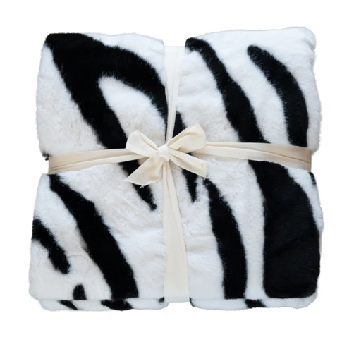 Plaid doux à motif zèbre avec dos en velours