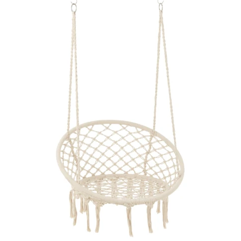 Balancelle suspendue en macramé bohème chic 80 x 60 cm Blanc