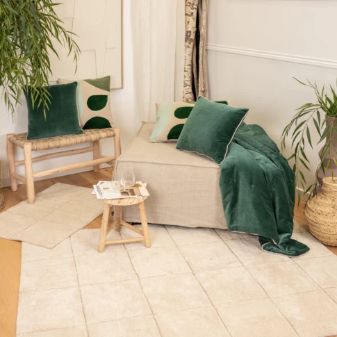 Tapis en coton à motifs carreaux 170 x 240 cm Ecru